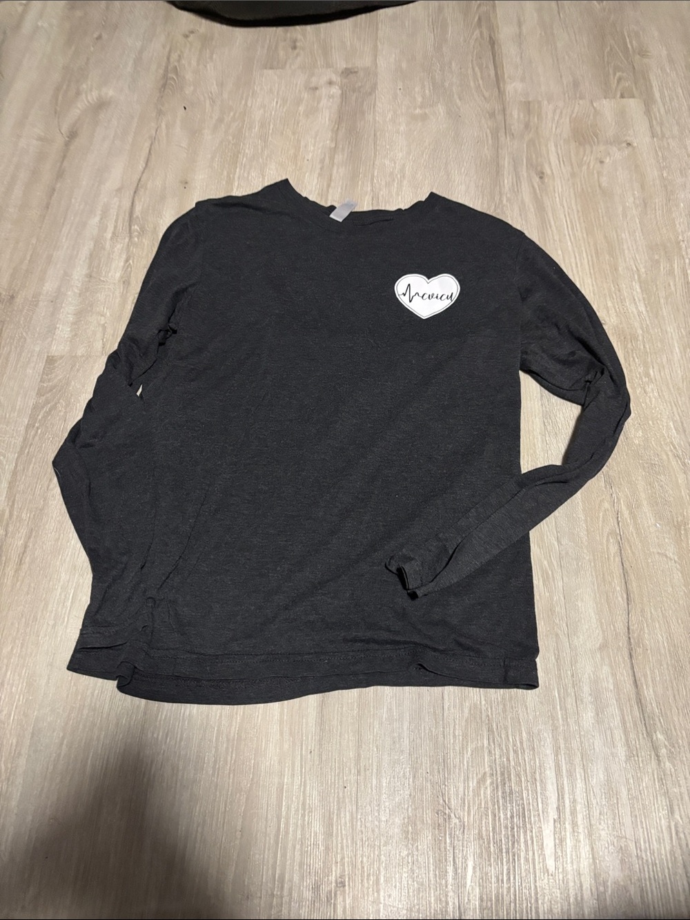 Next Level Apparel Black Long Sleeve Tee with White Heart Graphic